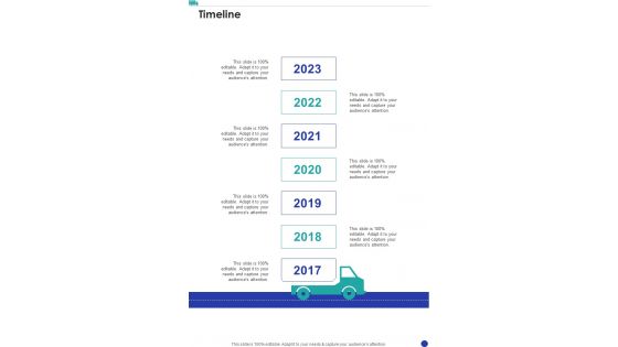 Child House Care Truck Funding Proposal Timeline One Pager Sample Example Document