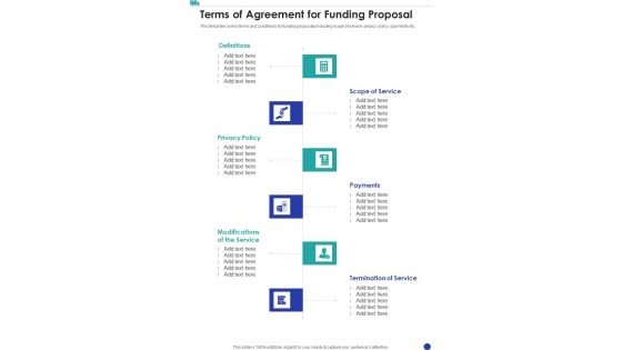 Child House Care Truck Funding Terms Of Agreement For Funding One Pager Sample Example Document
