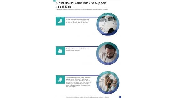 Child House Care Truck To Support Local Kids One Pager Sample Example Document Child House Care Truck To Support Local Kids One Pager Sample Example Document