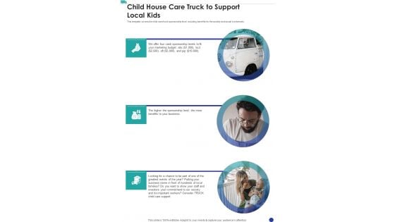 Child House Care Truck To Support Local Kids One Pager Sample Example Document