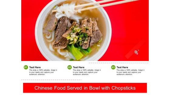 Chinese Food Served In Bowl With Chopsticks Ppt PowerPoint Presentation Gallery Show PDF