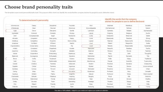 Choose Brand Personality Traits Brand Introduction Plan Demonstration PDF