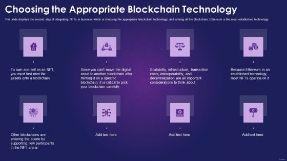 Choosing The Appropriate Blockchain Technology Ppt Layouts Icon PDF