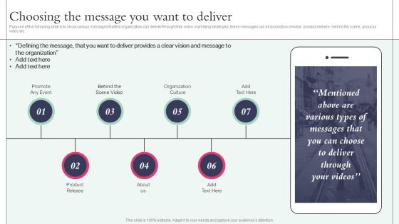 Choosing The Message You Want To Deliver Action Plan Playbook For Influencer Reel Marketing Slides PDF