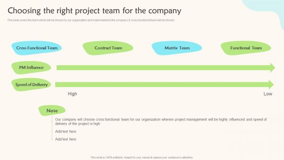 Choosing The Right Project Team For The Company Teams Working Towards A Shared Objective Brochure PDF