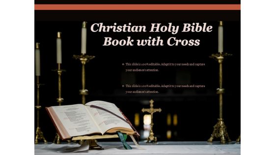 Christian Holy Bible Book With Cross Ppt PowerPoint Presentation Professional Elements PDF