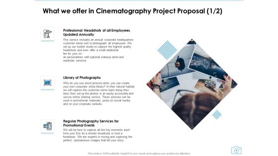 Cinematography Project Proposal Ppt PowerPoint Presentation Complete Deck With Slides