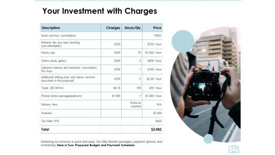 Cinematography Project Proposal Your Investment With Charges Ppt Model Design Inspiration PDF