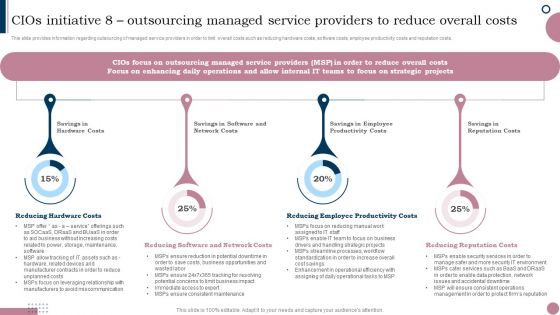 Cios Guide To Optimize Cios Initiative 8 Outsourcing Managed Service Providers Pictures PDF