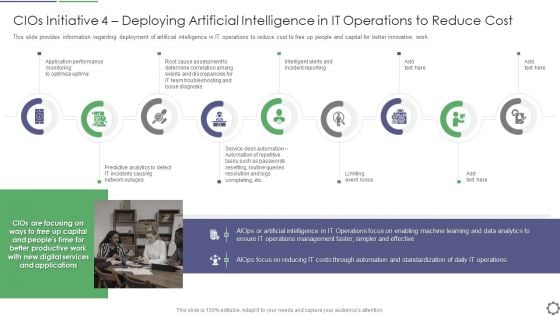 Cios Initiative 4 Deploying Artificial Intelligence In IT Operations To Reduce Cost Graphics PDF Cios Initiative 4 Deploying Artificial Intelligence In IT Operations To Reduce Cost Graphics PDF