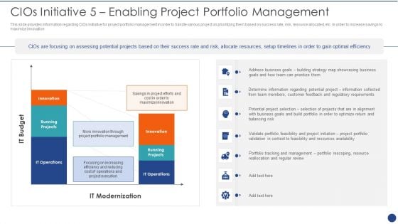 Cios Value Optimization Cios Initiative 5 Enabling Project Portfolio Management Icons PDF