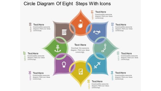 Circle Diagram Of Eight Steps With Icons Powerpoint Template