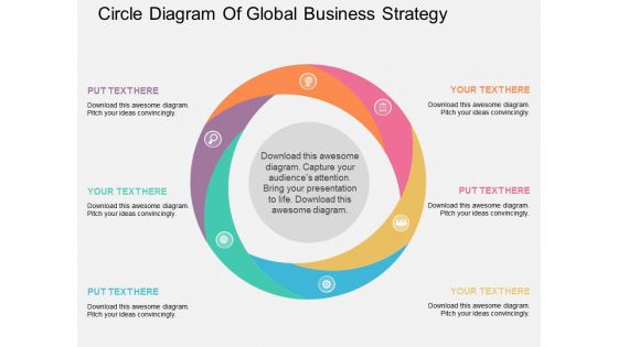 Circle Diagram Of Global Business Strategy Powerpoint Template