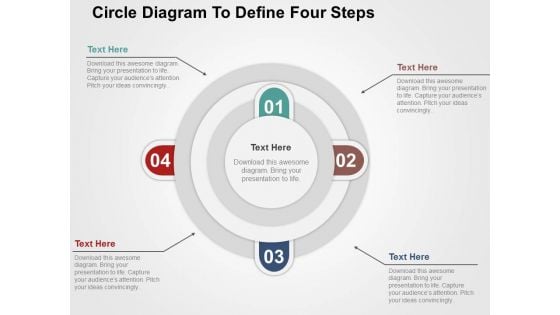 Circle Diagram To Define Four Steps Powerpoint Templates