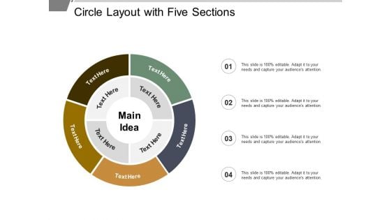 Circle Layout With Five Sections Ppt PowerPoint Presentation Icon Styles