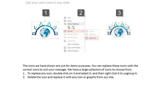 Circle Of Business Icons Around Globe Powerpoint Slides