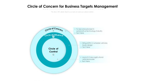 Circle Of Concern For Business Targets Management Ppt PowerPoint Presentation Gallery Graphics Template PDF