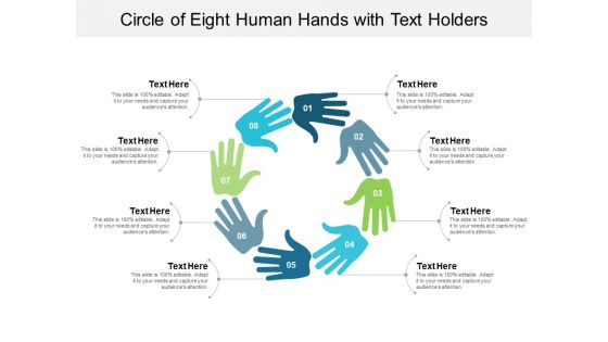 Circle Of Eight Human Hands With Text Holders Ppt PowerPoint Presentation Pictures Graphics Example