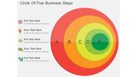 Circle Of Five Business Steps Powerpoint Template