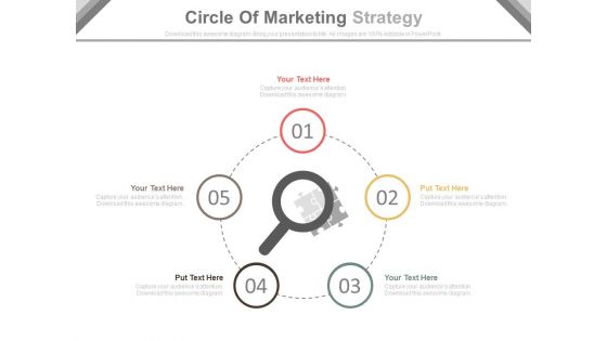 Circle Of Five Steps For Marketing Strategy Powerpoint Template