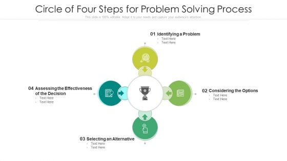 Circle Of Four Steps For Problem Solving Process Ppt PowerPoint Presentation Icon Infographic Template PDF