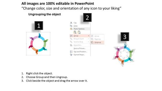 Circle Of Ribbon Tags And Six Icons Powerpoint Template