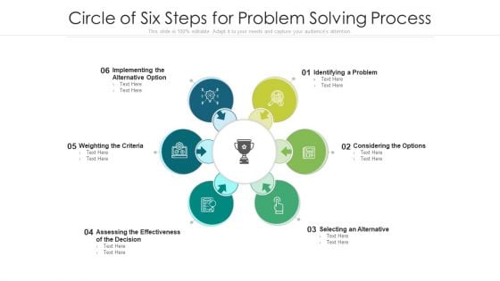 Circle Of Six Steps For Problem Solving Process Ppt PowerPoint Presentation File Design Templates PDF