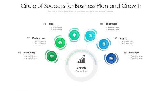 Circle Of Success For Business Plan And Growth Ppt PowerPoint Presentation Gallery Ideas PDF