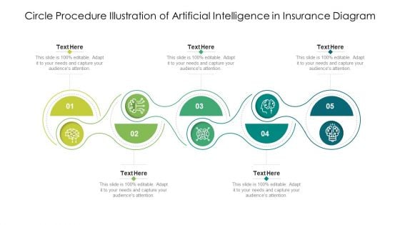 Circle Procedure Illustration Of Artificial Intelligence In Insurance Diagram Ppt Portfolio Template PDF