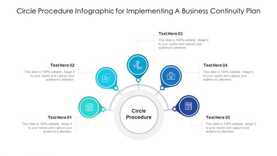 Circle Procedure Infographic For Implementing A Business Continuity Plan Ppt Layouts Graphics Design PDF