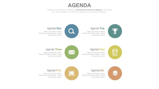 Circle Tags With Icons For Business Agenda Powerpoint Slides