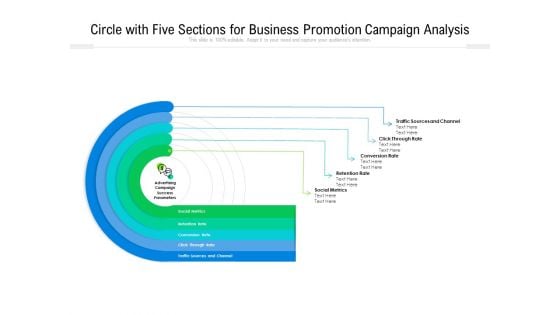 Circle With Five Sections For Business Promotion Campaign Analysis Ppt PowerPoint Presentation Gallery Guidelines PDF