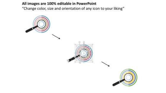 Circles Around Magnifier With Icons Powerpoint Template