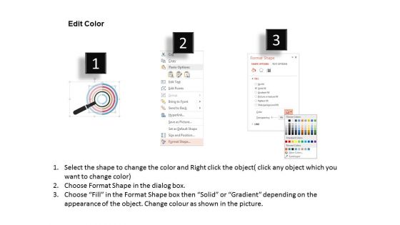 Circles Around Magnifier With Icons Powerpoint Template