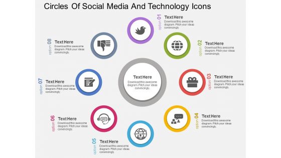 Circles Of Soicial Media And Technology Icons Powerpoint Template