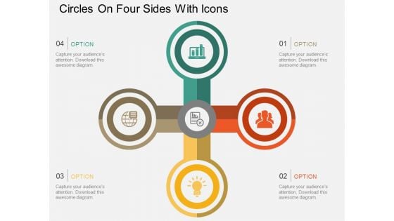 Circles On Four Sides With Icons Powerpoint Template