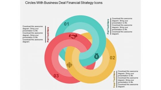 Circles With Business Deal Financial Strategy Icons Powerpoint Templates