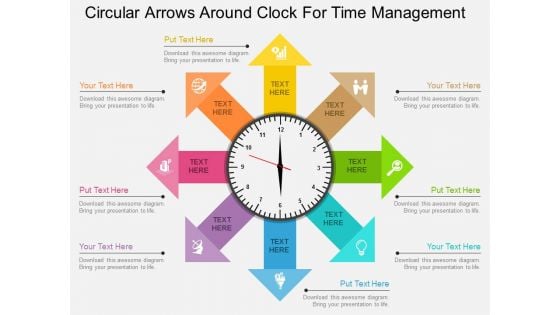 Circular Arrows Around Clock For Time Management Powerpoint Template