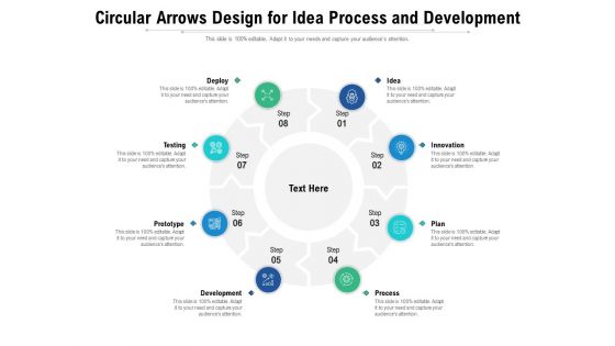 Circular Arrows Design For Idea Process And Development Ppt PowerPoint Presentation File Brochure PDF