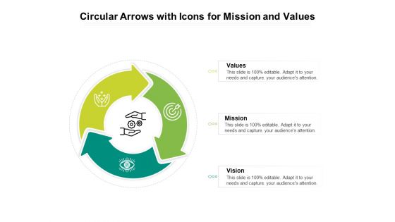 Circular Arrows With Icons For Mission And Values Ppt PowerPoint Presentation File Demonstration PDF