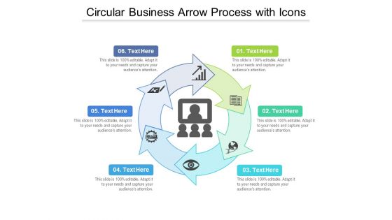 Circular Business Arrow Process With Icons Ppt PowerPoint Presentation Icon Example PDF