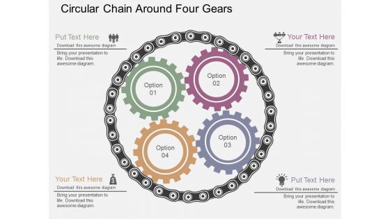 Circular Chain Around Four Gears Powerpoint Templates Circular Chain Around Four Gears Powerpoint Templates