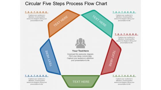 Circular Five Steps Process Flow Chart PowerPoint Template