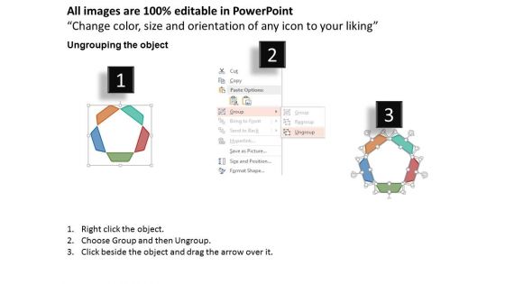 Circular Five Steps Process Flow Chart PowerPoint Template