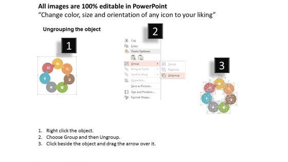 Circular Flow Of Seven Business Step Powerpoint Template
