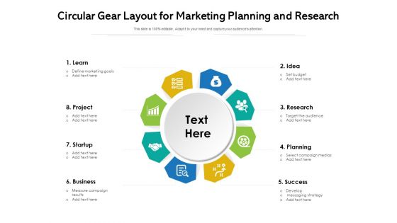 Circular Gear Layout For Marketing Planning And Research Ppt PowerPoint Presentation Gallery Clipart Images PDF