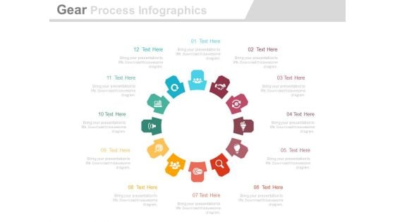 Circular Gear Process Infographics Diagram Powerpoint Template