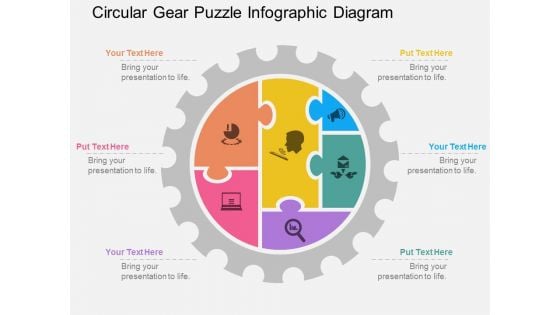 Circular Gear Puzzle Infographic Diagram Powerpoint Template