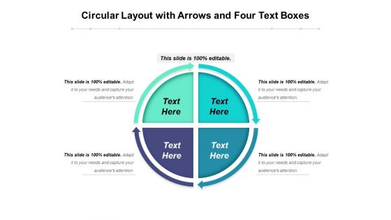 Circular Layout With Arrows And Four Text Boxes Ppt PowerPoint Presentation Layouts Themes PDF
