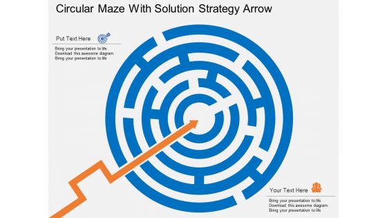 Circular Maze With Solution Strategy Arrow Powerpoint Template